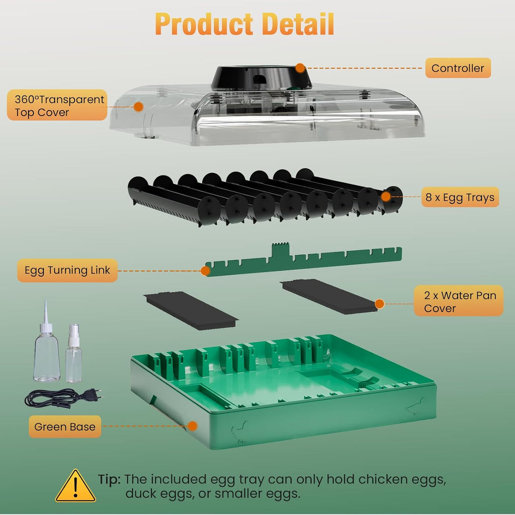 72 egg incubator for quail eggs, product photo 7
