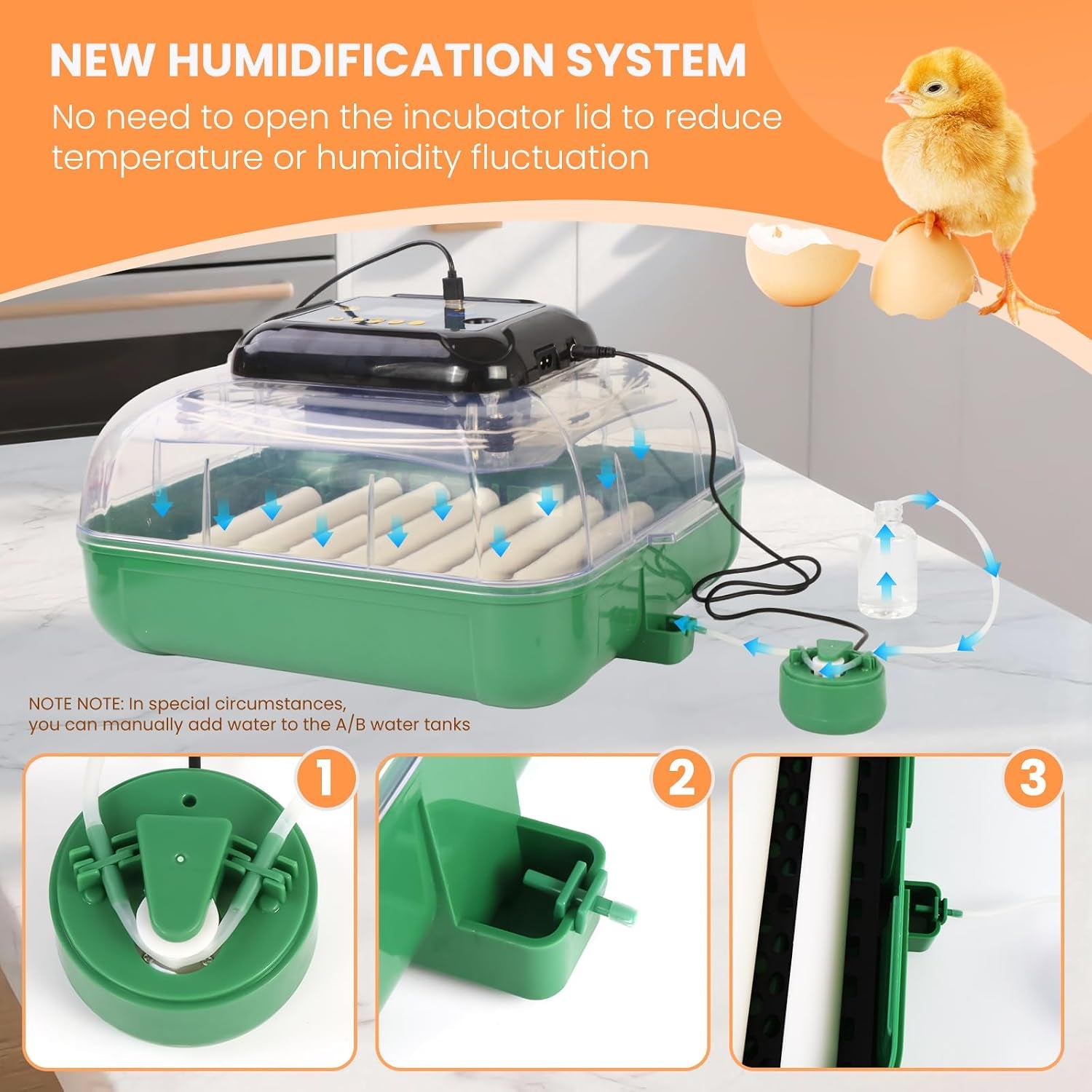 24 egg incubator with humidity control, product photo 3