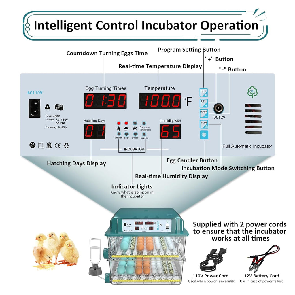 120 egg incubator with 5 preset modes, product photo 9
