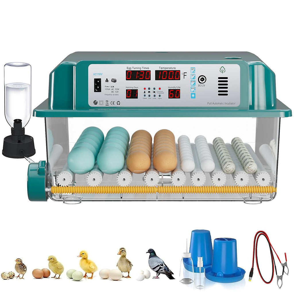 64 egg incubator with 5 incubation modes, front view