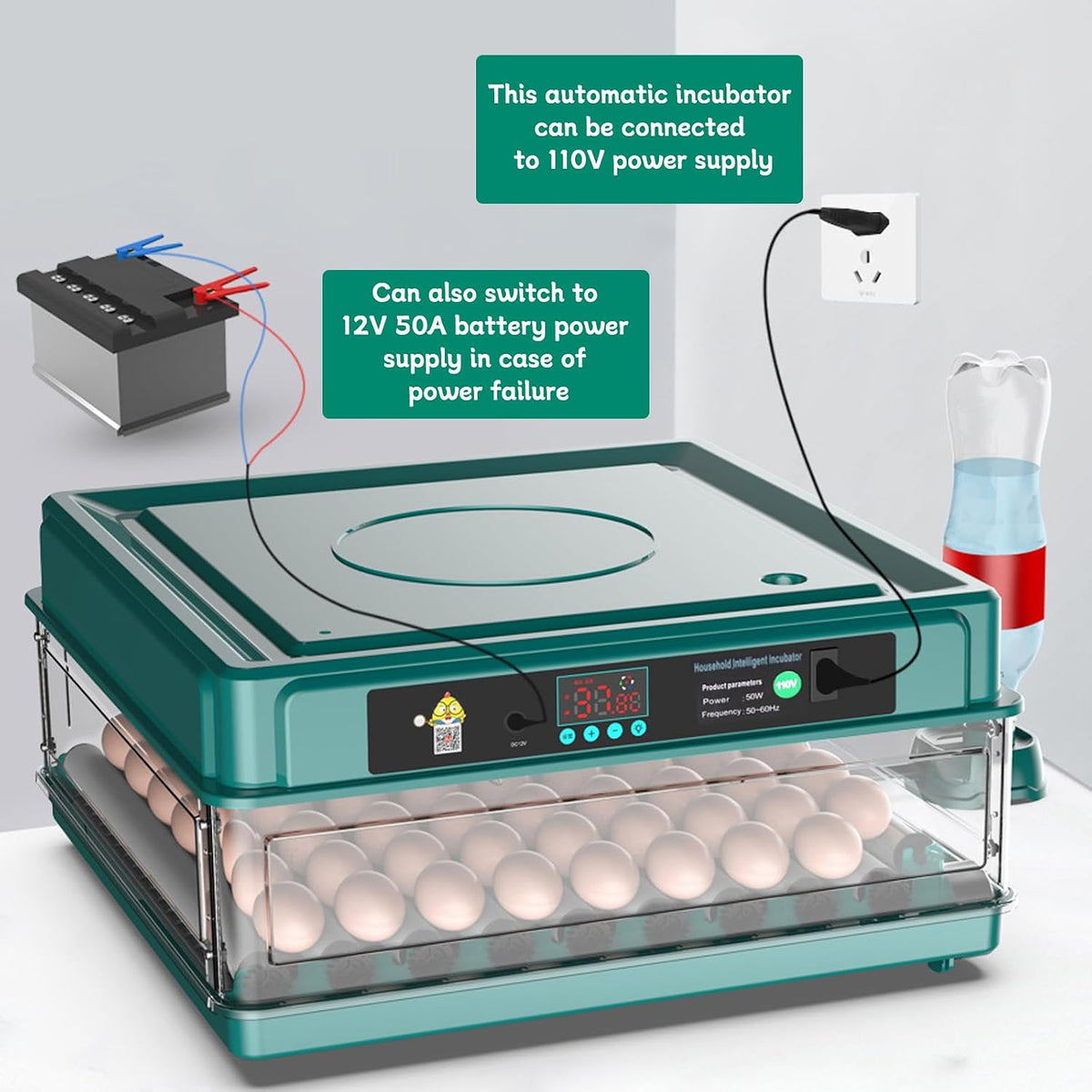 38 egg incubator with built-in candler, product photo 7