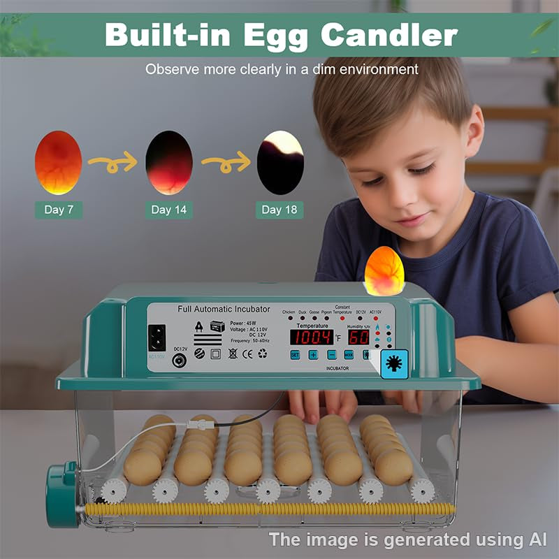 36 egg incubator with egg candler, product photo 8