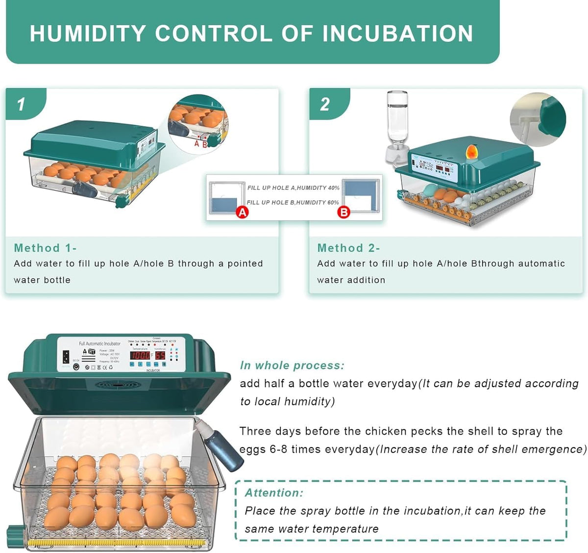 36 egg incubator with automatic water fill, product photo 4