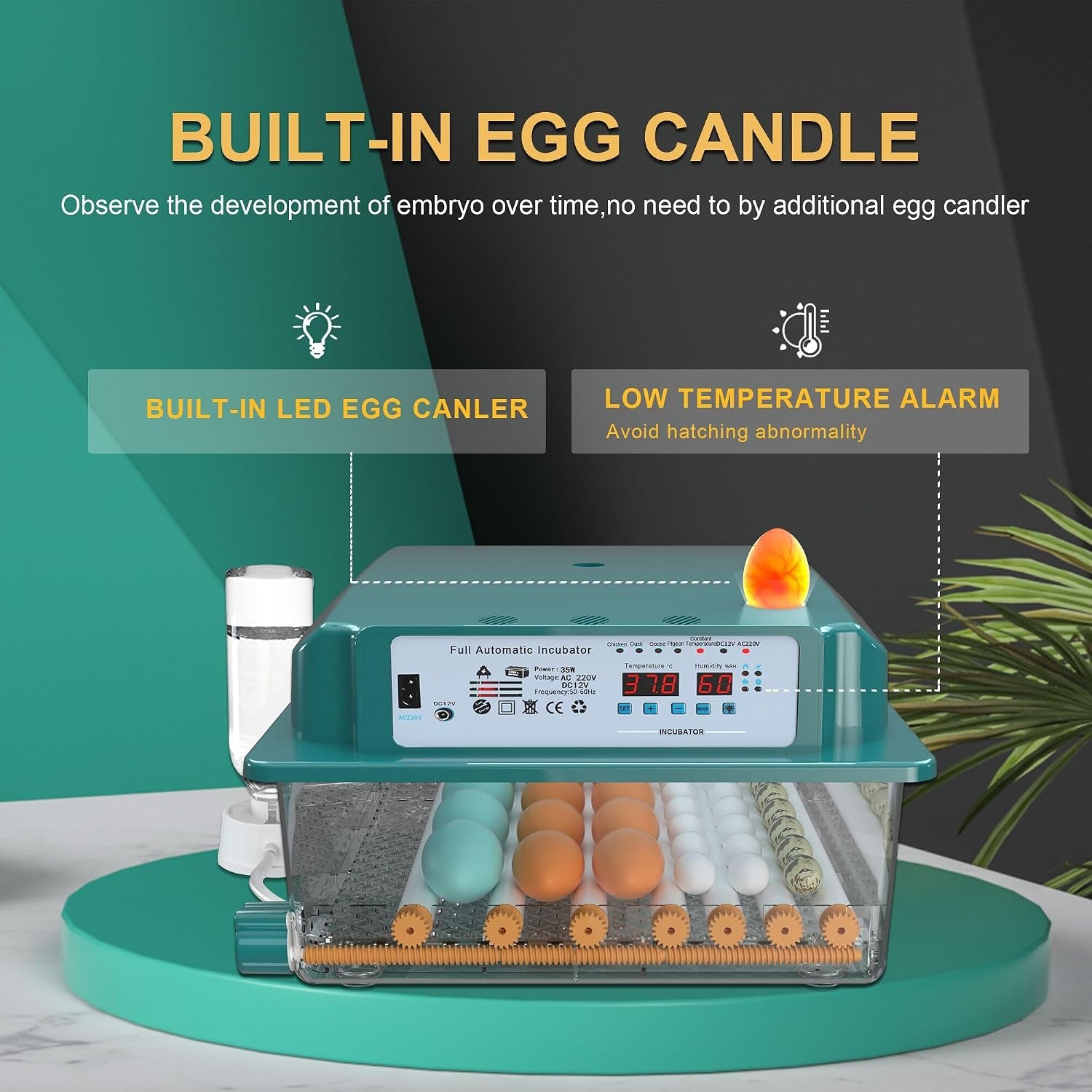 36 egg incubator with automatic water fill, product photo 6